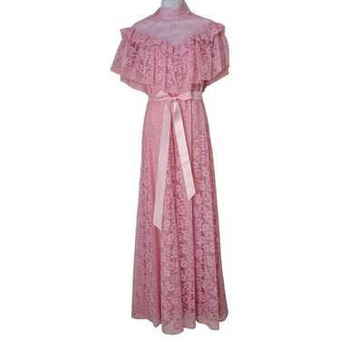 JC Penny 7/8 Pink Lace Vintage Dress Easter Prom … - image 1