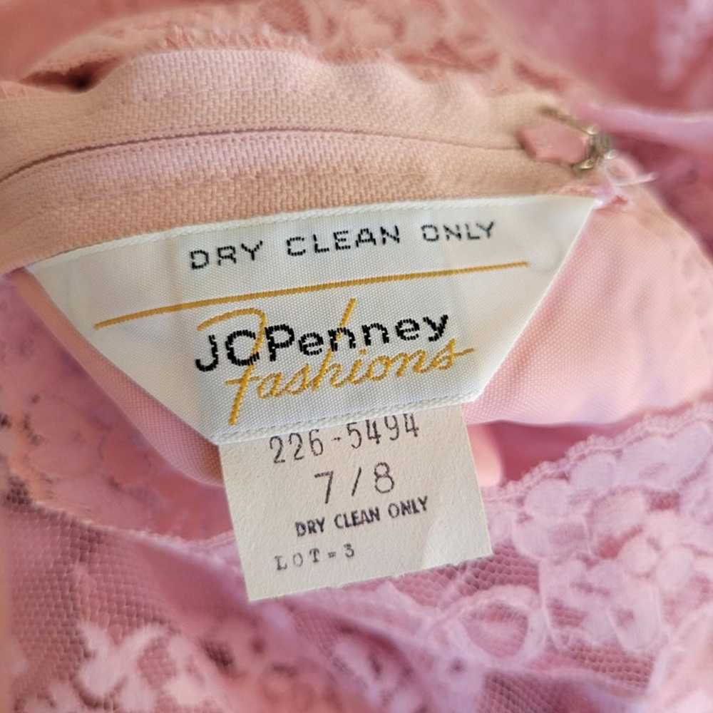 JC Penny 7/8 Pink Lace Vintage Dress Easter Prom … - image 3