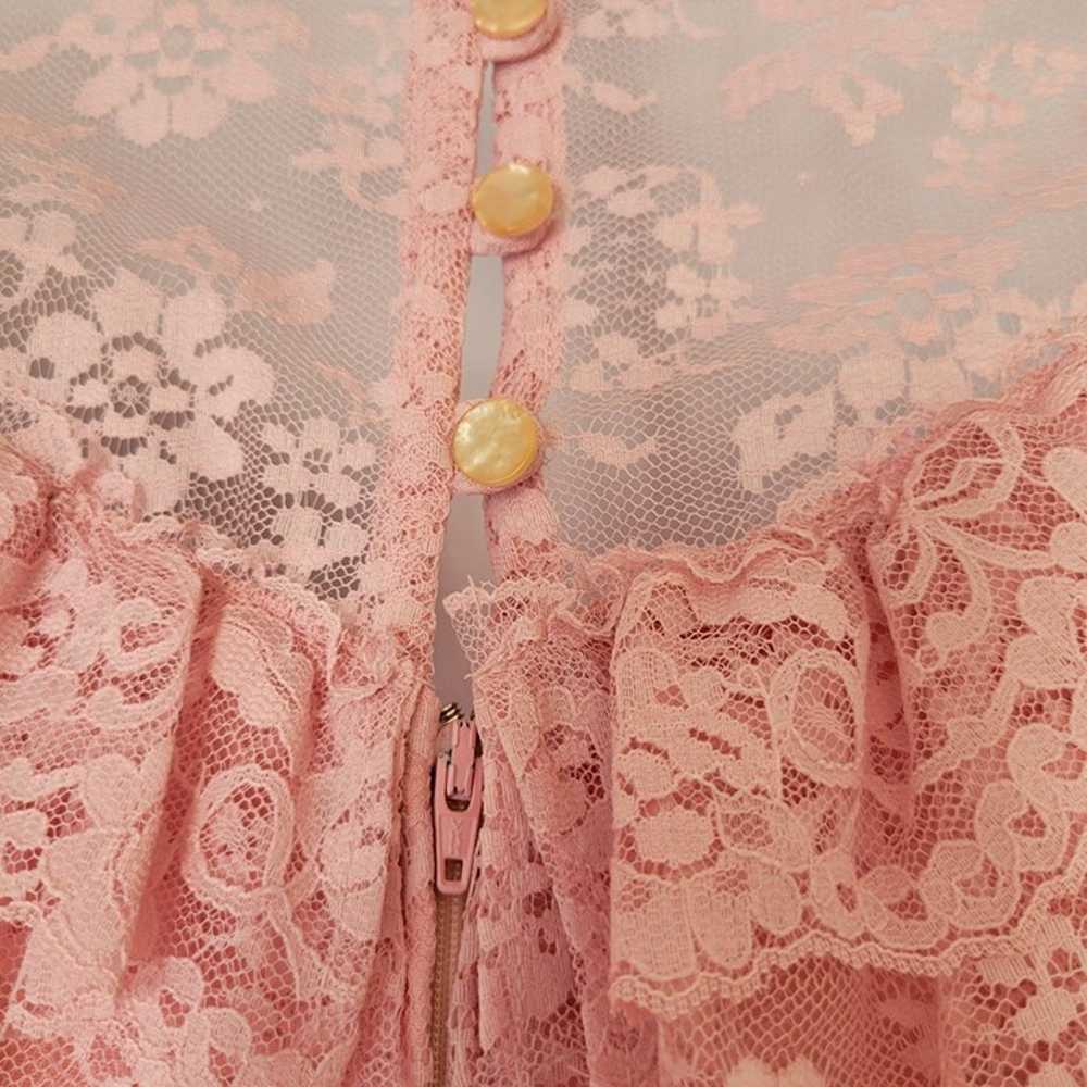 JC Penny 7/8 Pink Lace Vintage Dress Easter Prom … - image 6