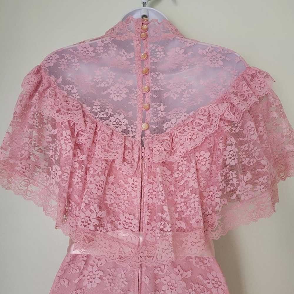 JC Penny 7/8 Pink Lace Vintage Dress Easter Prom … - image 7