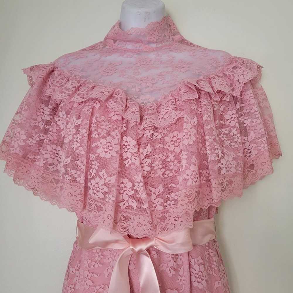 JC Penny 7/8 Pink Lace Vintage Dress Easter Prom … - image 9