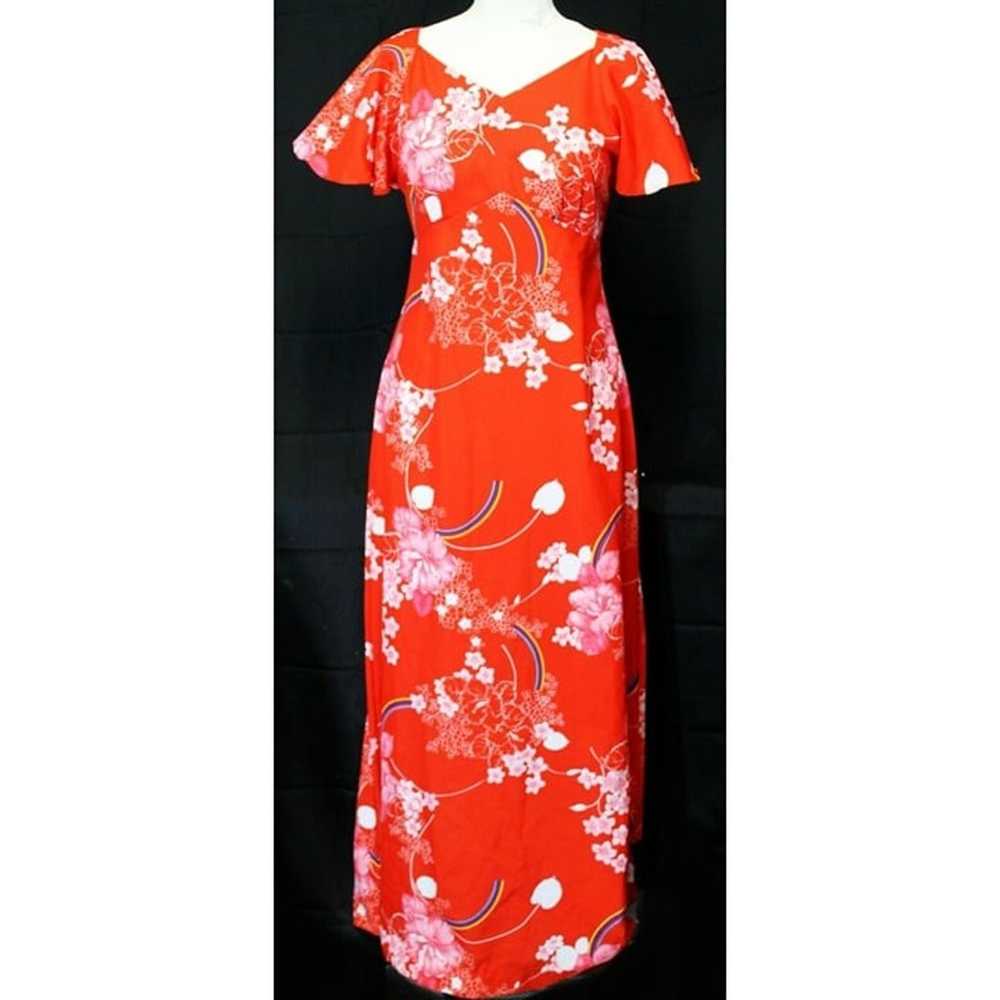 Vtg Hukilau Fashions Dress sz 10 Hawaiian Floral … - image 1