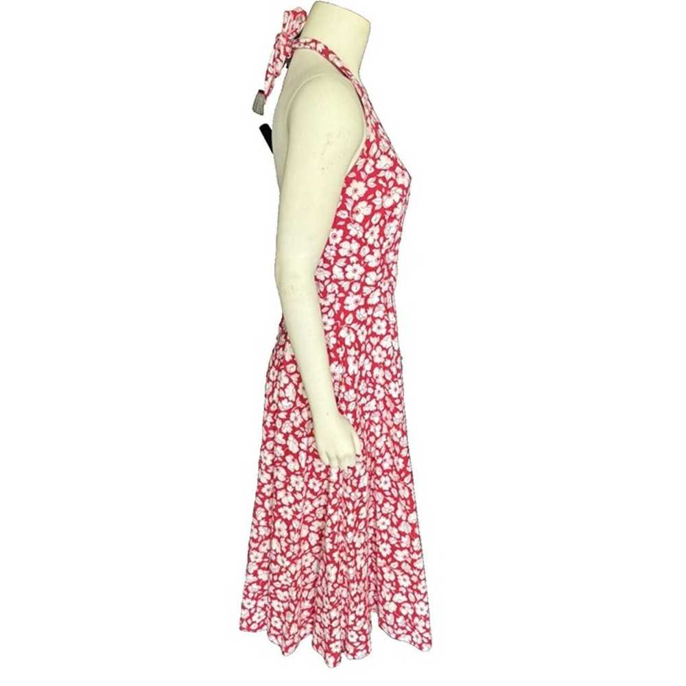 Laura Ashley Red Floral Halter Dress Vtg Sz 8 Cot… - image 5