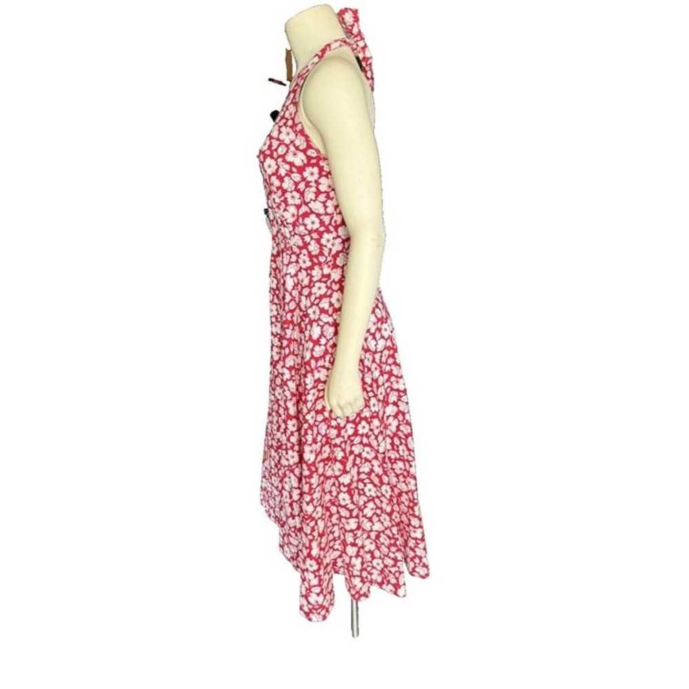 Laura Ashley Red Floral Halter Dress Vtg Sz 8 Cot… - image 8