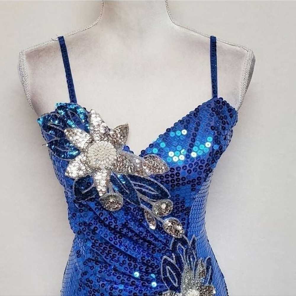 Vintage Alyce Designs Blue Silver Sequin Floral B… - image 5