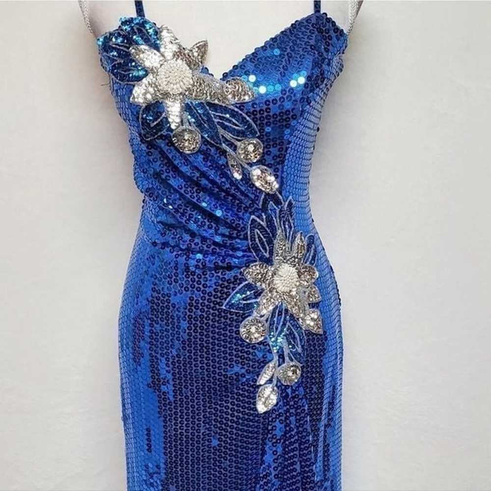 Vintage Alyce Designs Blue Silver Sequin Floral B… - image 6