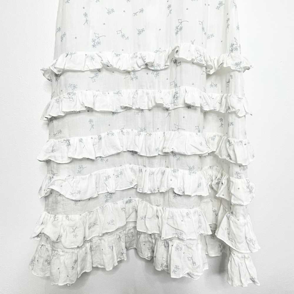 Doen Calla Floral Maxi Ruffle Dress White/Blue Si… - image 3