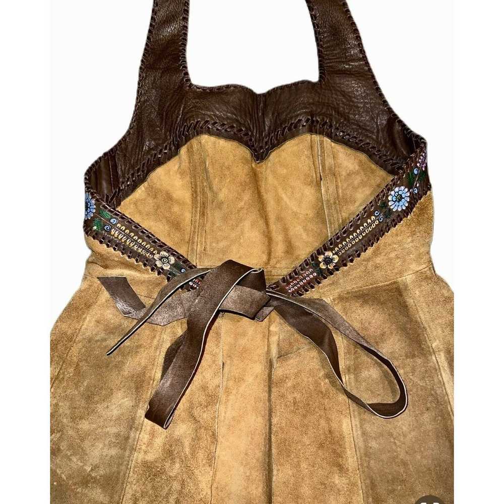 GORGEOUS Vintage Char Brown Leather Halter Wrap D… - image 5