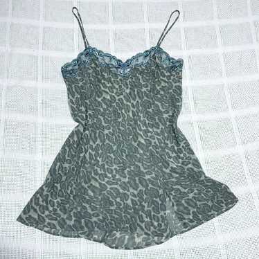 Y2K Victoria’s Secret blue green semi sheer leopa… - image 1