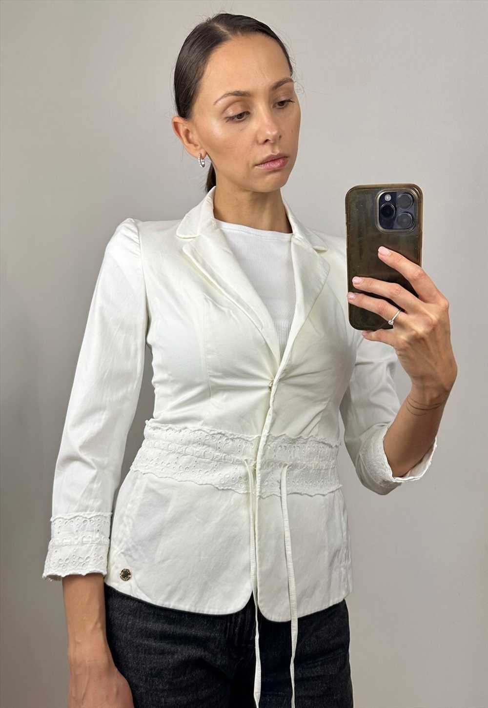 Vintage Luisa Spagnoli white cotton summer blazer - image 1