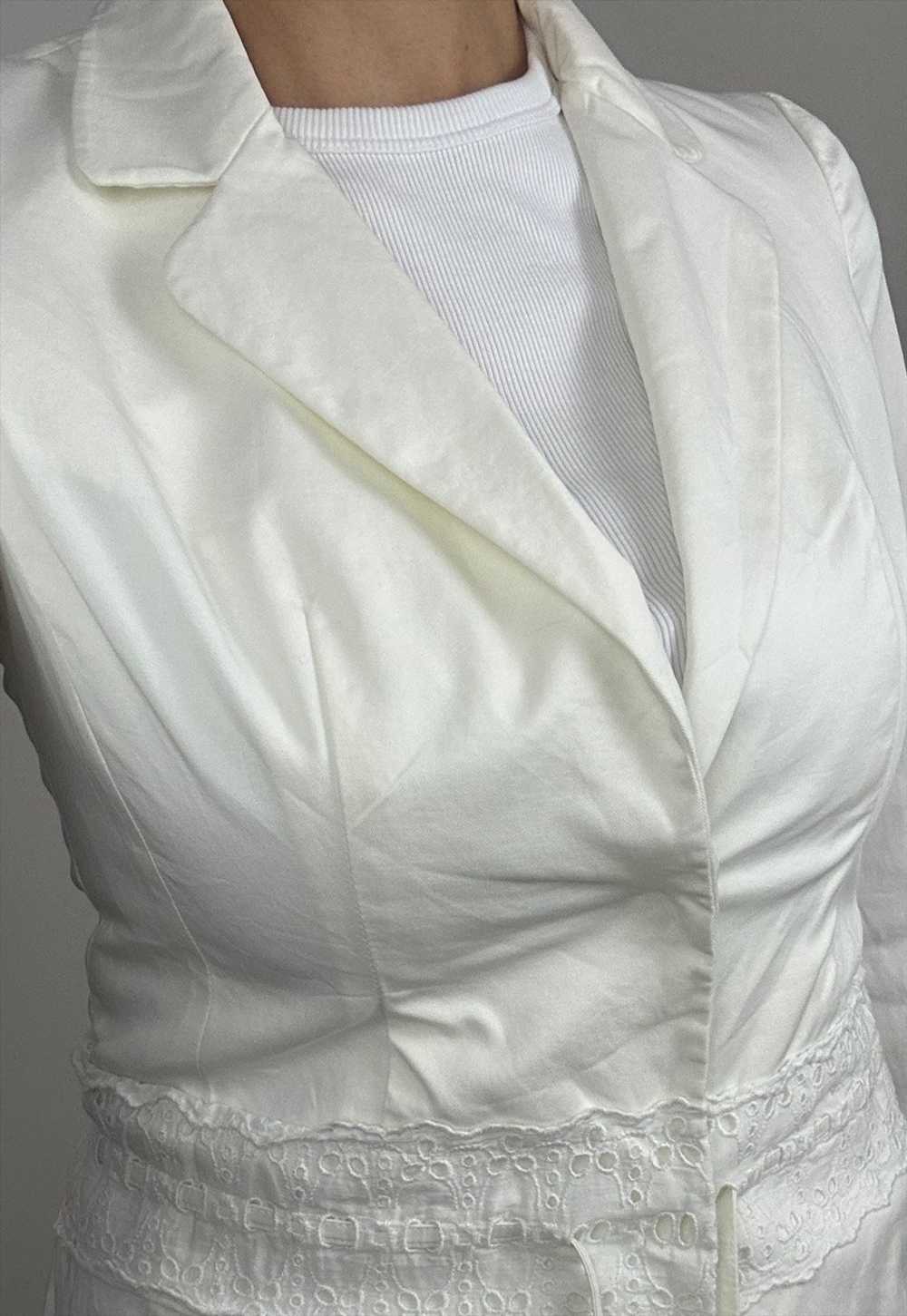 Vintage Luisa Spagnoli white cotton summer blazer - image 4