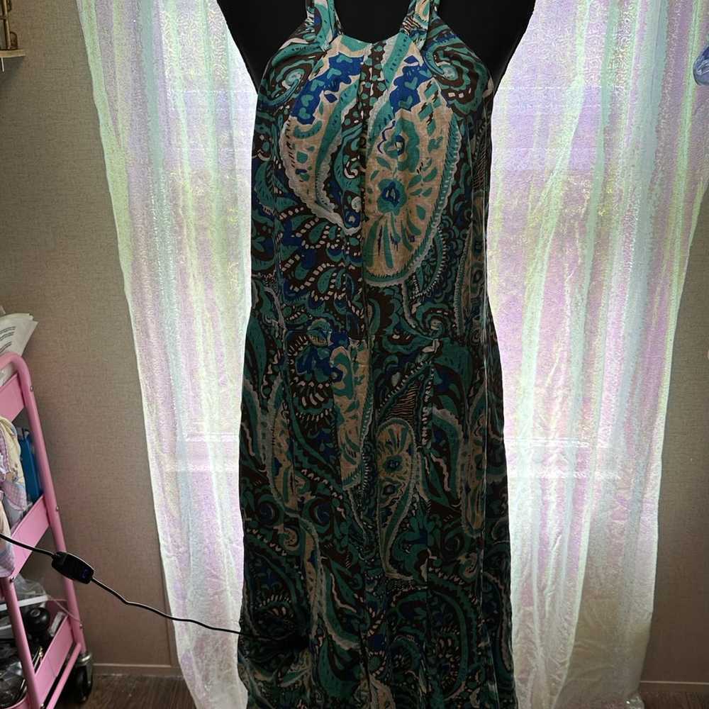 Vintage Lane Bryant Boho Linen halter MAXI dress … - image 1