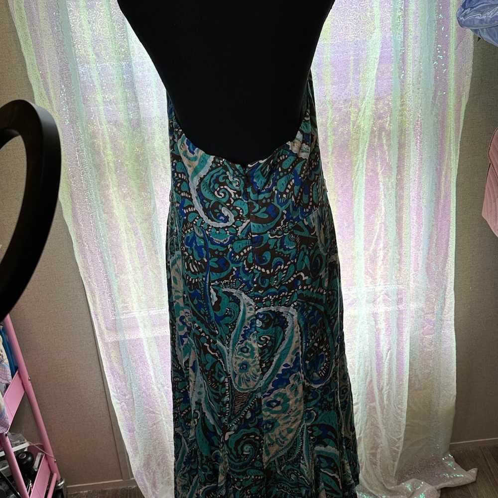 Vintage Lane Bryant Boho Linen halter MAXI dress … - image 3