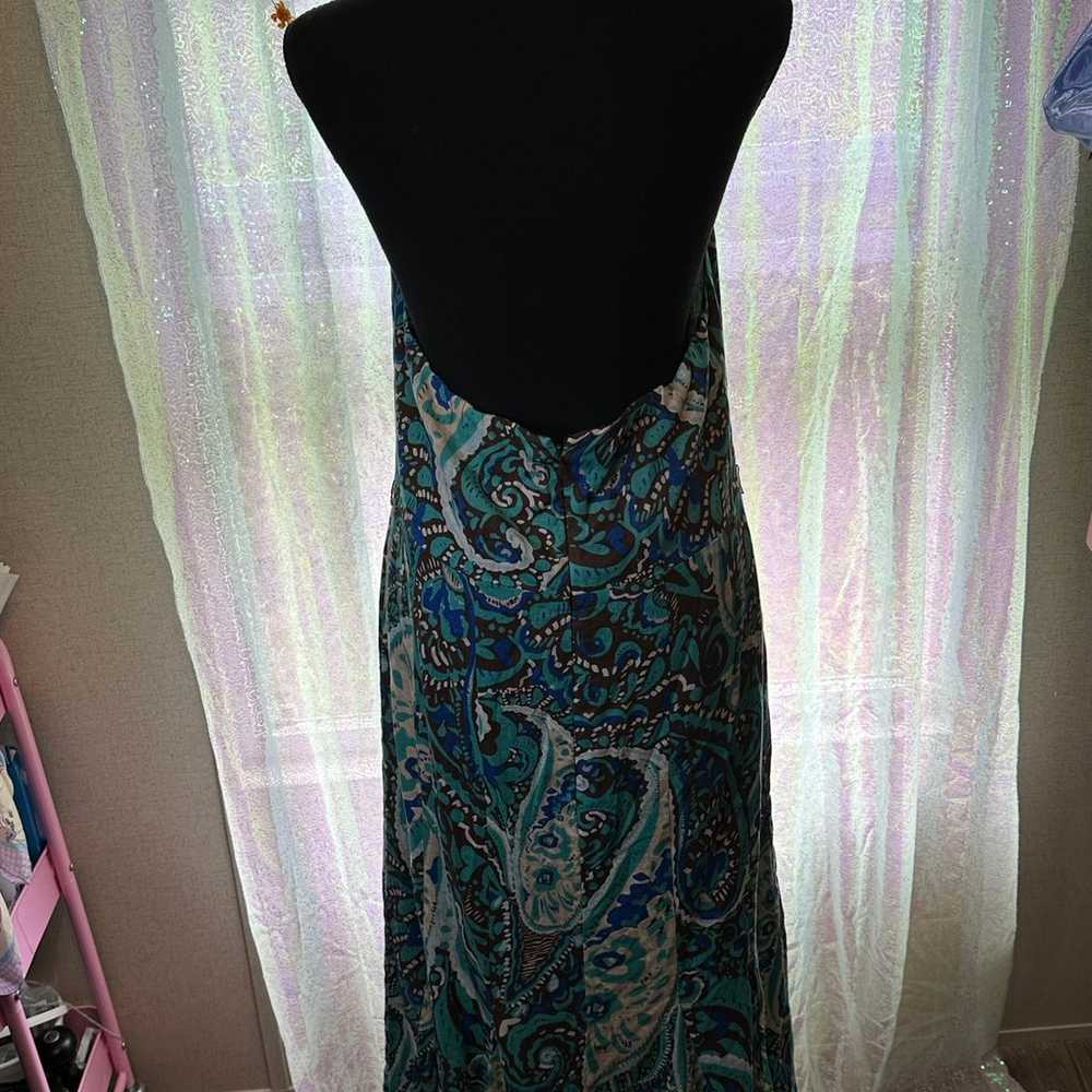 Vintage Lane Bryant Boho Linen halter MAXI dress … - image 4