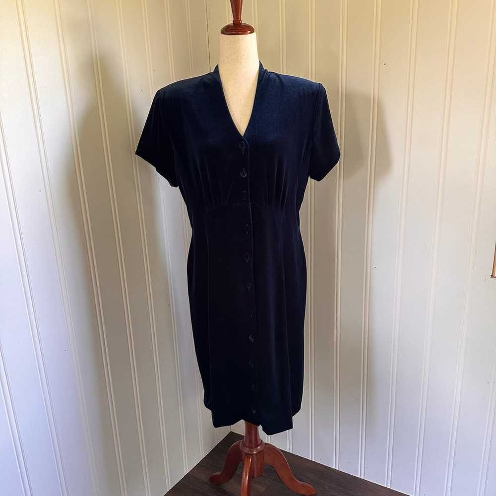 Vintage 90s Blue Velvet Dress size 14 - image 6