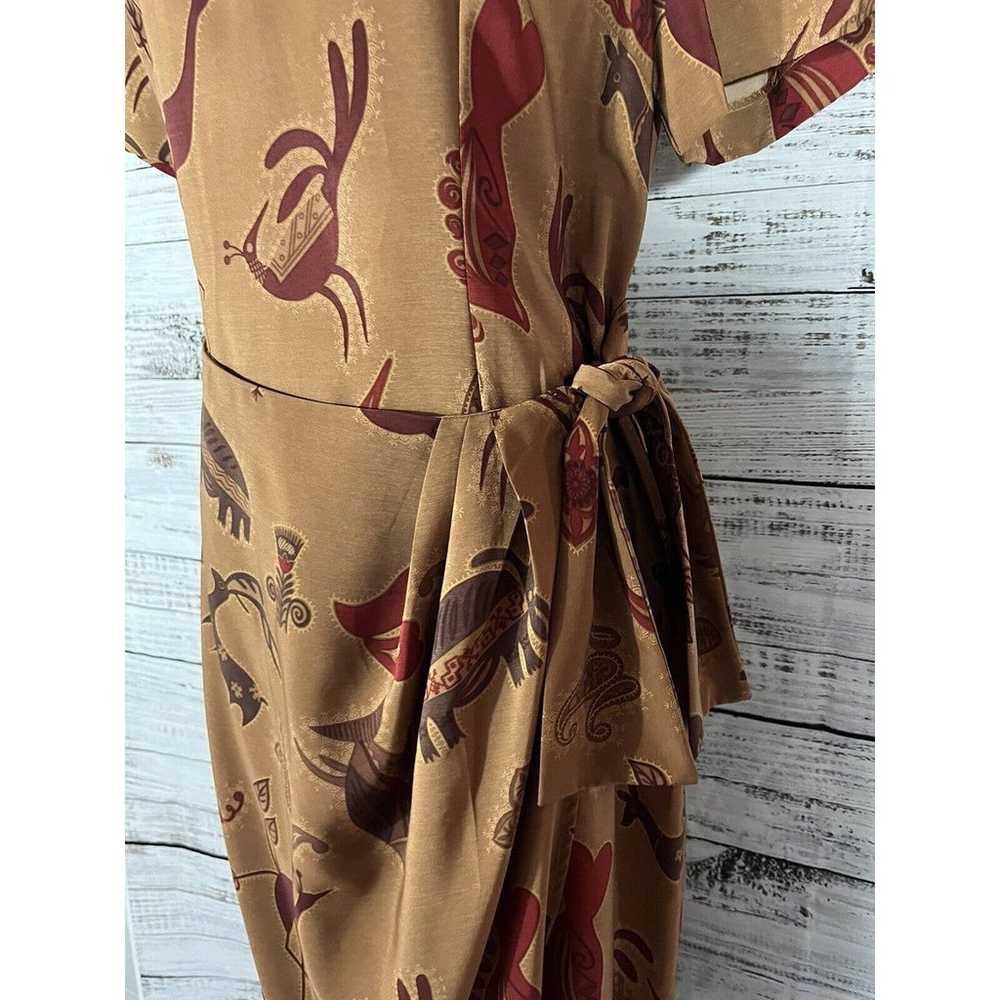 Vintage Sag Harbor Dress 12 Brown African Jungle … - image 11