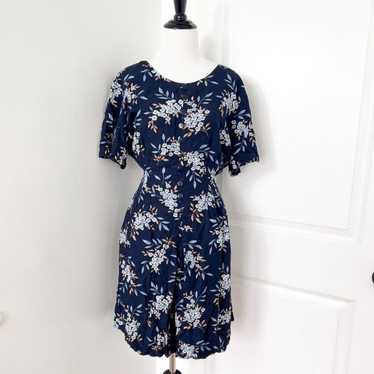 Vintage Westport Ltd. Navy Blue Floral Dress Overl