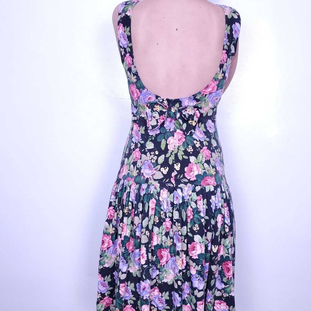 Vintage | 90s Drop Waist Floral Dress L - image 2