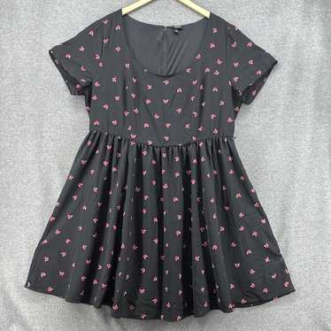 Vintage '02 TORRID Black Fox Print Skater Dress, S