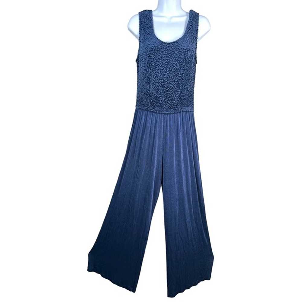 VTG Pipe Dreams Palm Springs slinky jumpsuit blue… - image 1