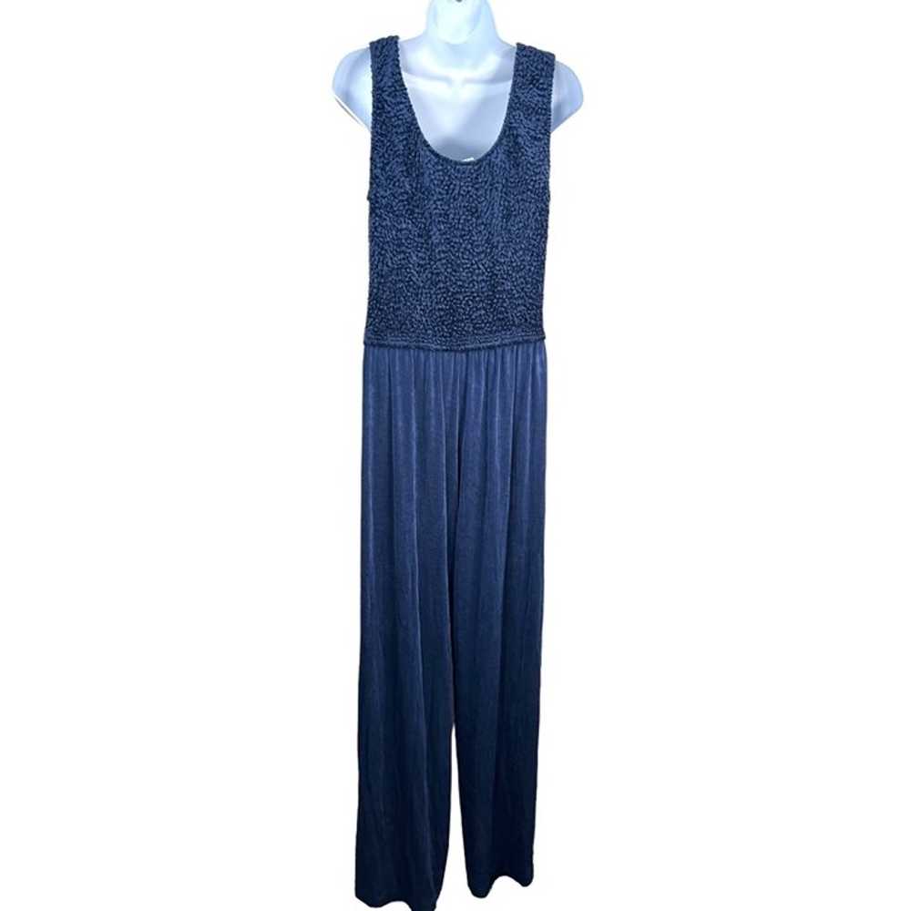 VTG Pipe Dreams Palm Springs slinky jumpsuit blue… - image 3