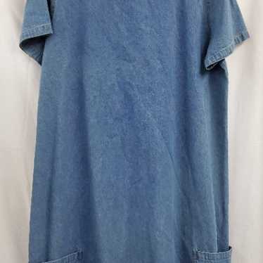 Vintage Orvis Short Sleeve Denim Dress L - image 1