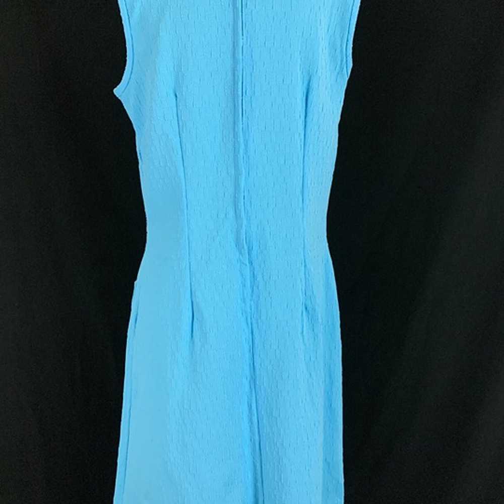 60s/70s Blue Mod Sleeveless Crimplene Shift Dress - image 10