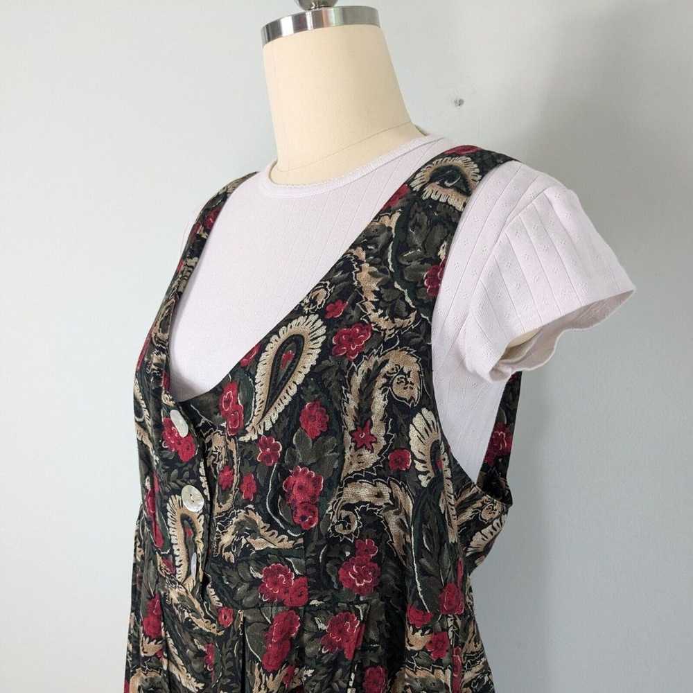 Vintage Jumper Dress Grunge Dark Floral Paisley 9… - image 2