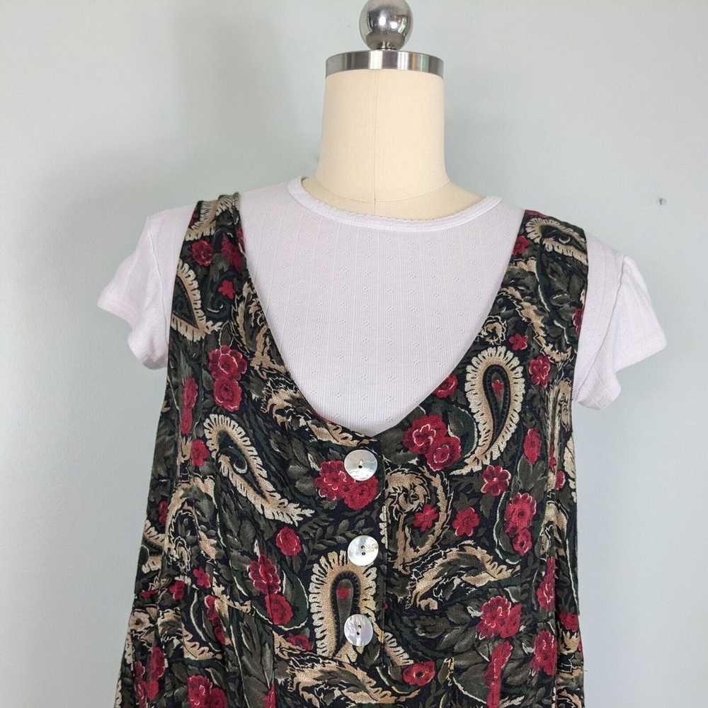 Vintage Jumper Dress Grunge Dark Floral Paisley 9… - image 4