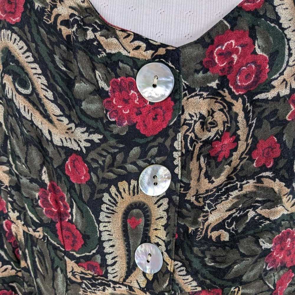 Vintage Jumper Dress Grunge Dark Floral Paisley 9… - image 7