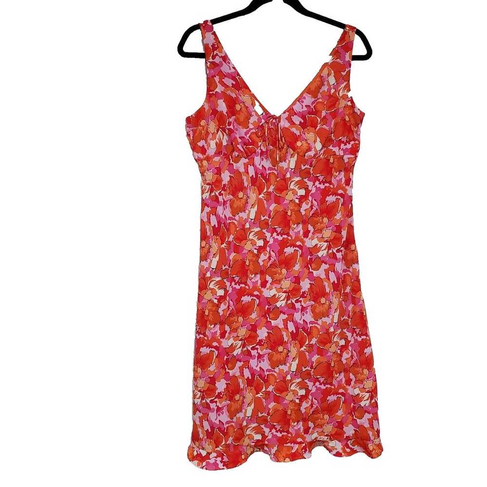 90s Y2K Express Dress Women's 12 Orange Floral Su… - image 1