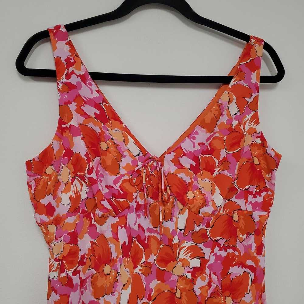 90s Y2K Express Dress Women's 12 Orange Floral Su… - image 2