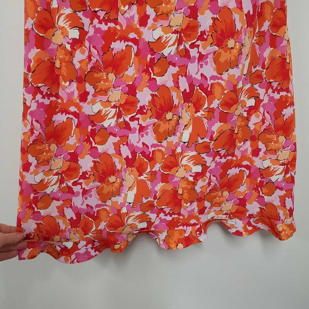 90s Y2K Express Dress Women's 12 Orange Floral Su… - image 3