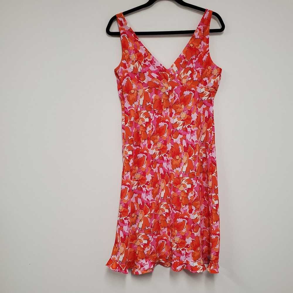 90s Y2K Express Dress Women's 12 Orange Floral Su… - image 5