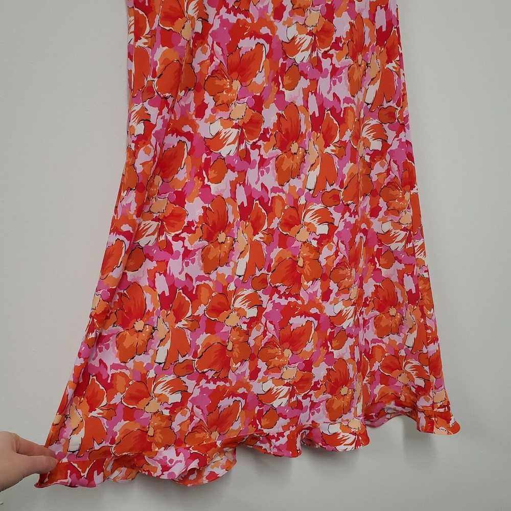 90s Y2K Express Dress Women's 12 Orange Floral Su… - image 7