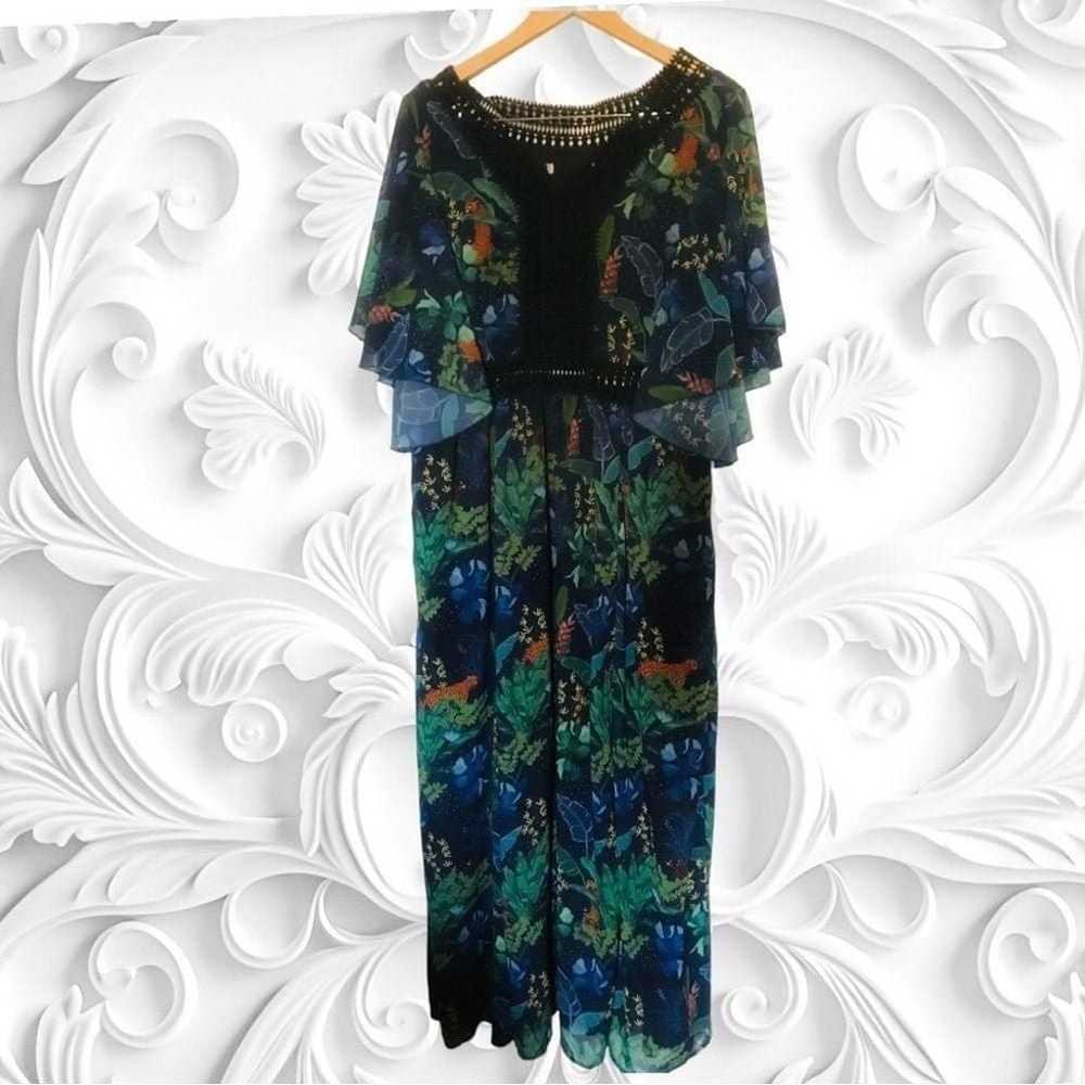 Vintage 1960’s Blue Jungle Tiger Maxi Dress - image 1