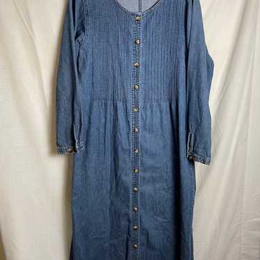 Vintage L.L Bean Denim Dress, long sleeve size 14 - image 1