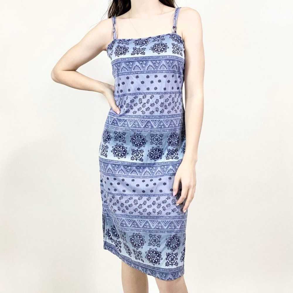 Vintage blue floral midi length dress - image 1