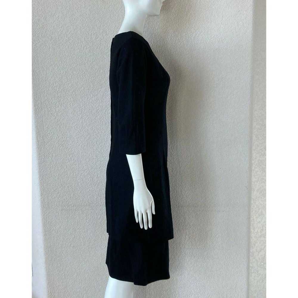 60s Elegant Miss Black Wool Party Dress - image 3