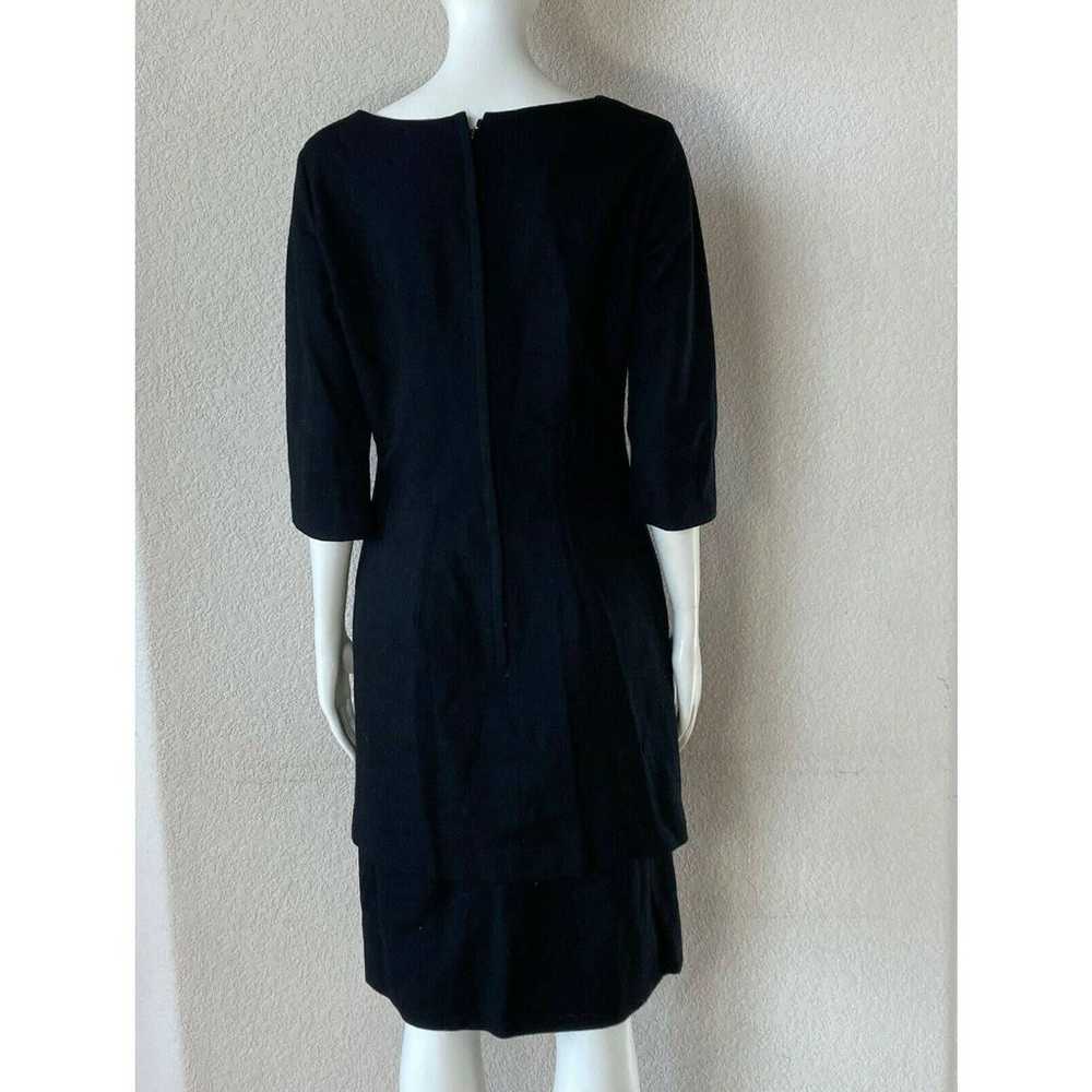 60s Elegant Miss Black Wool Party Dress - image 4