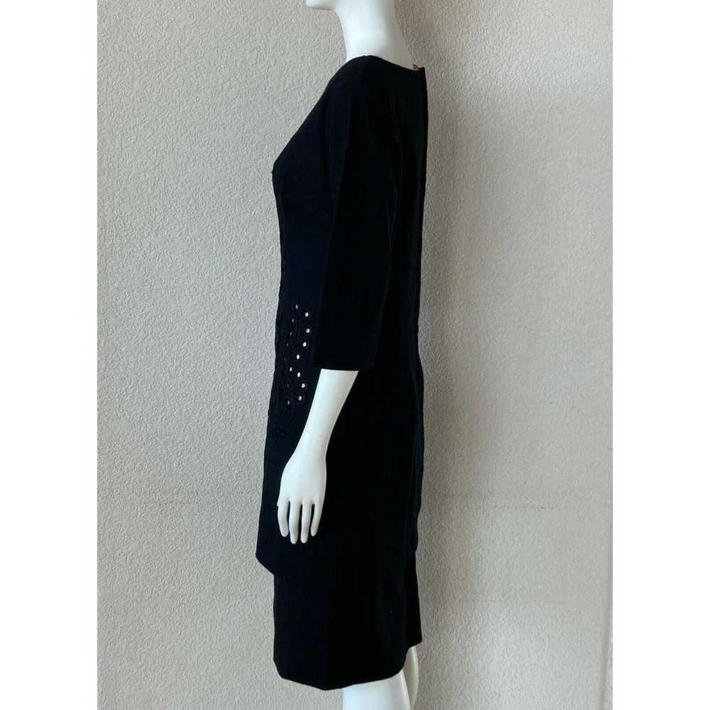 60s Elegant Miss Black Wool Party Dress - image 5