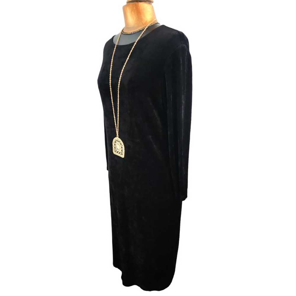 Vintage Carole Little Crushed Black Velvet Midi D… - image 2