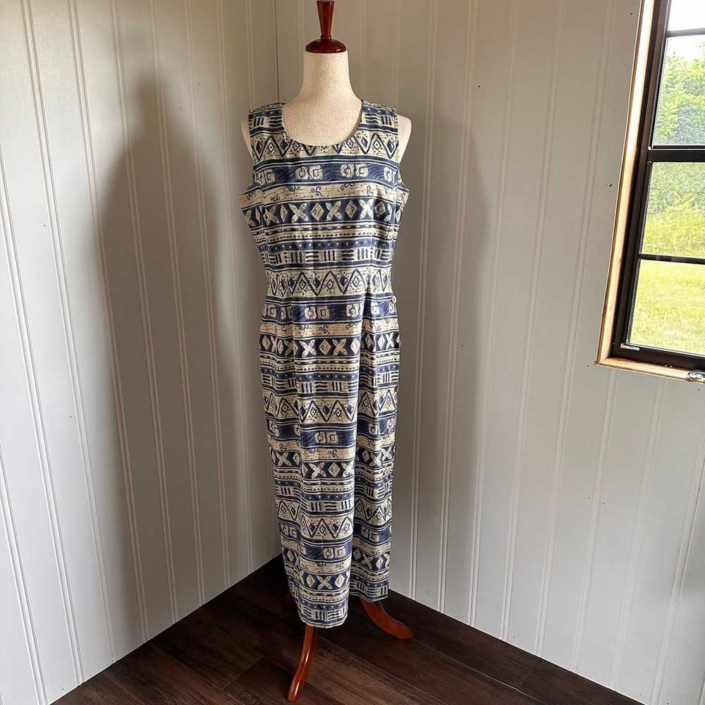 Vintage 90s Cottagecore Miss Dorby Blue Maxi Dres… - image 2