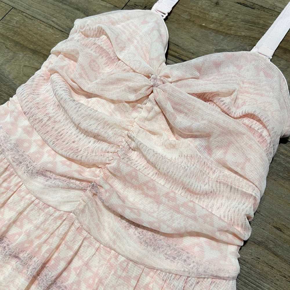 Free People Strapless Pink Chiffon Babydoll Dress… - image 9