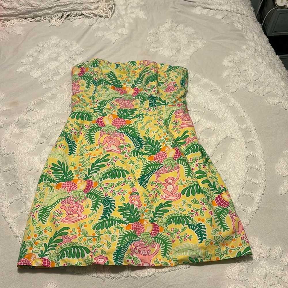 Vintage Lilly Pulitzer Yellow Dress Monkeys Jungle - image 1