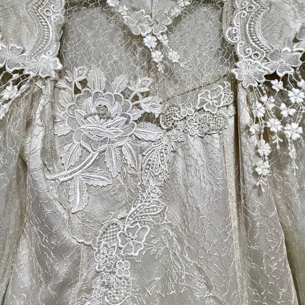 Vintage Satin and Lace Bridal Gown - image 3