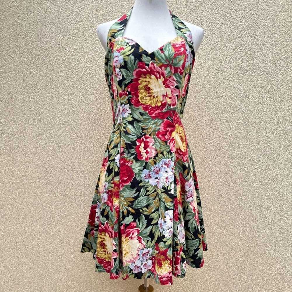 NWT M.J.Carroll Pinup Retro Style Floral Halter D… - image 1