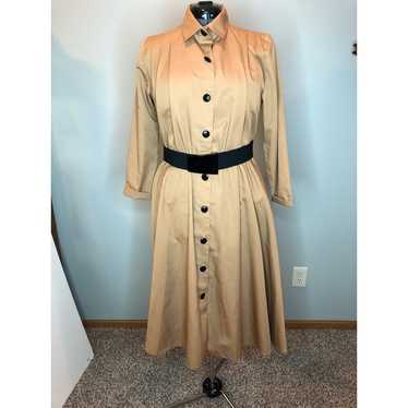 shirt dress fit and flare shoulder pads vintage 1… - image 1