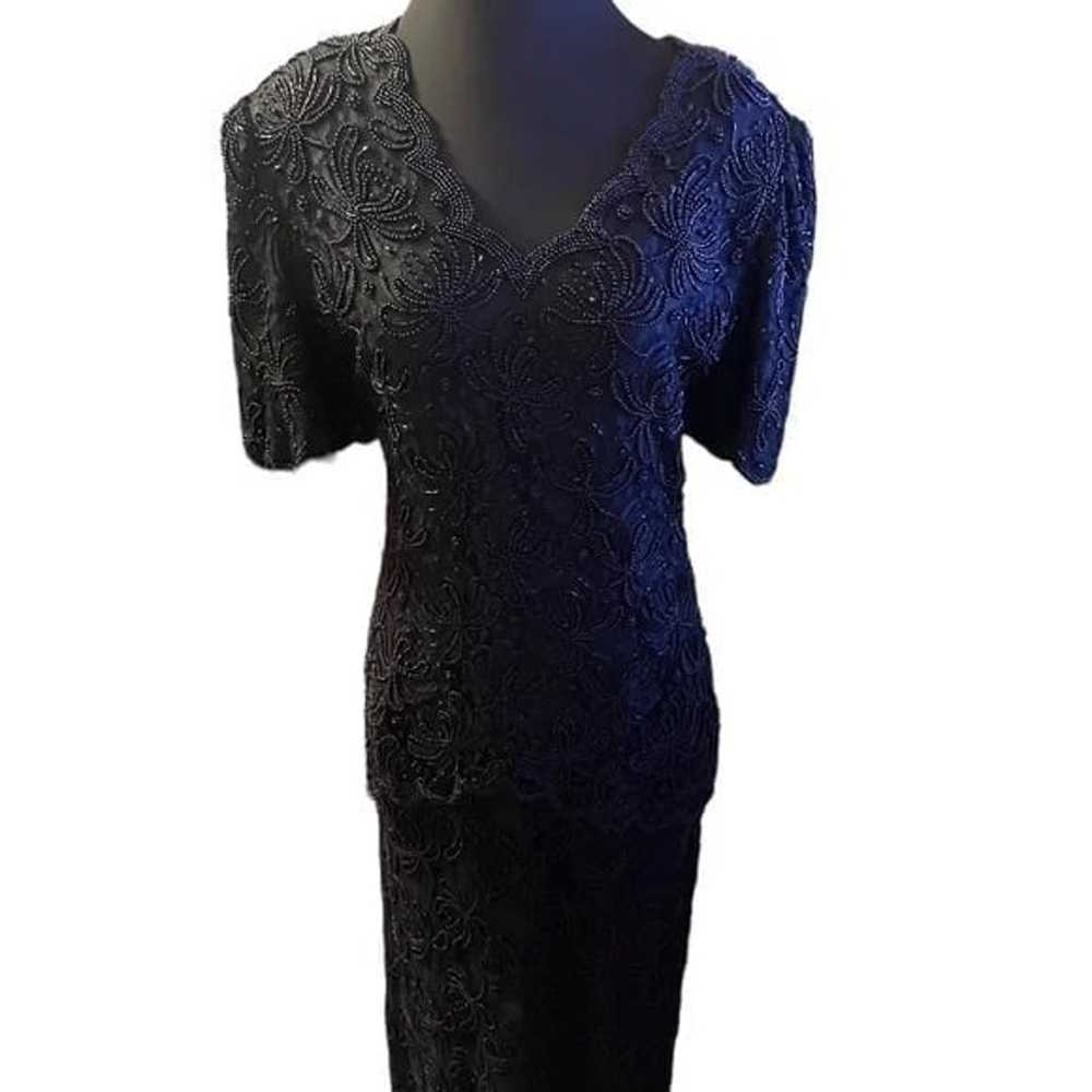 Vintage Lawrence Kazar Women's Beaded Dress 100% … - image 1