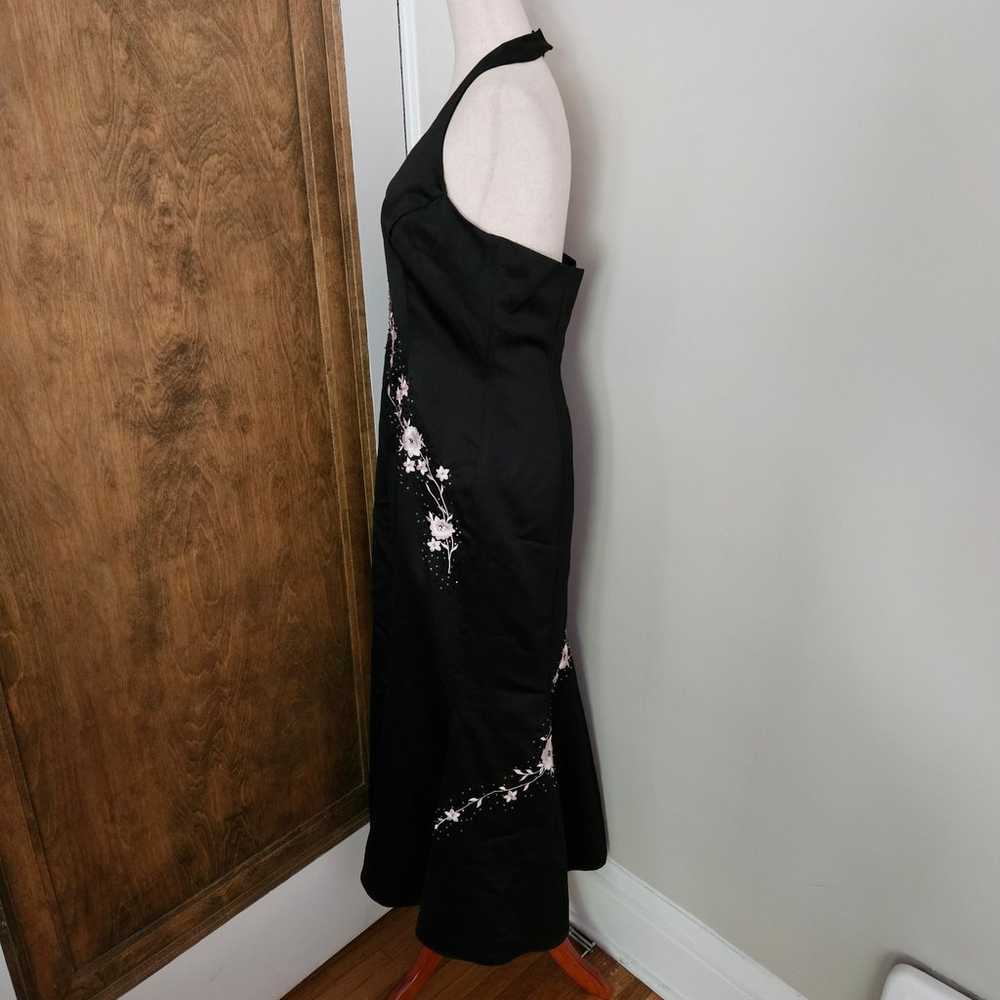 Vintage 90s Morgan & Co. Black Satin Prom Dress H… - image 4